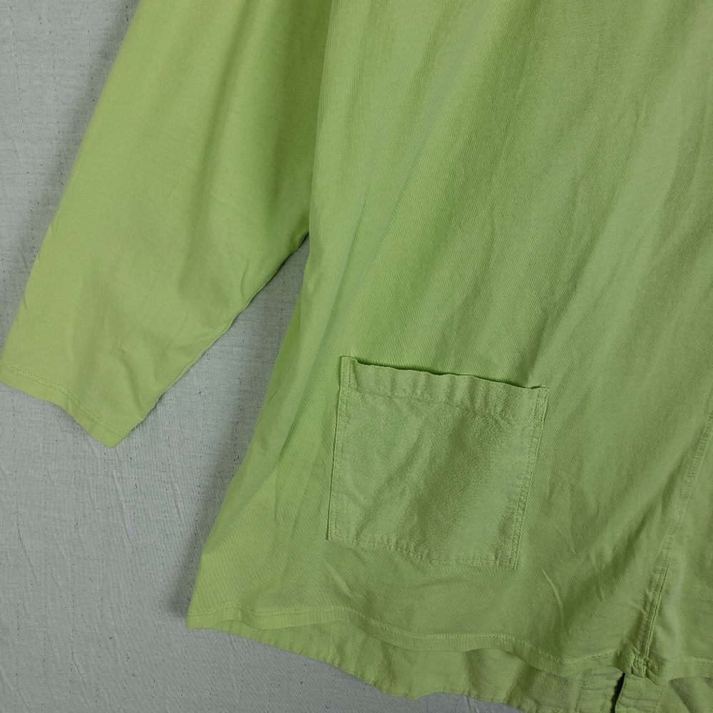 Soft Surroundings Tunic Cotton Top Lime Green Cotton size XL Lagenlook Pockets - Picture 8 of 11